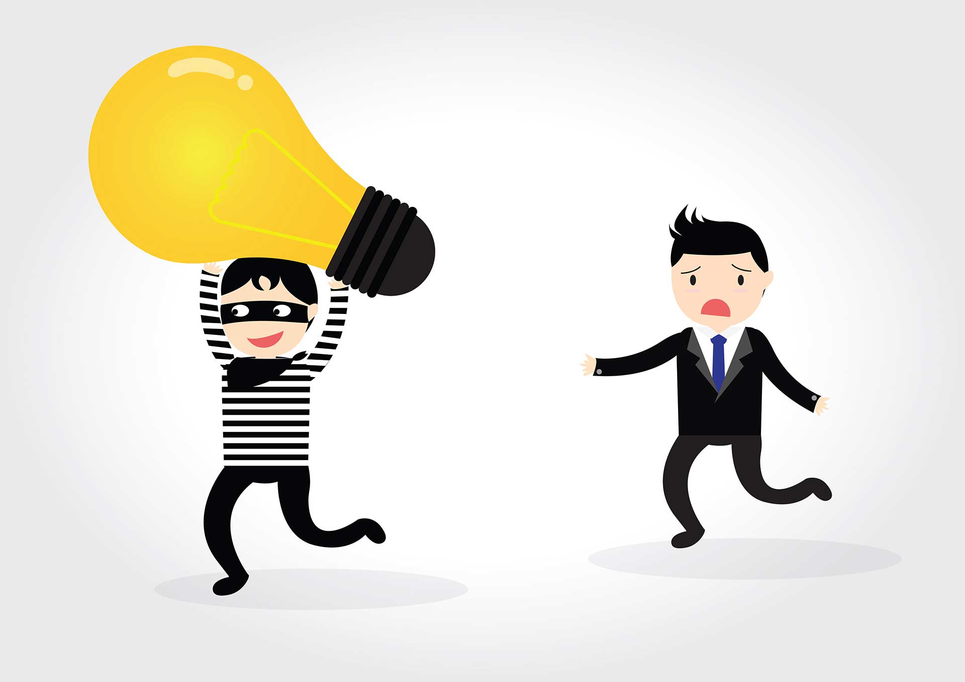 burglar with lightbulb Thieve robs business man of idea light bulb