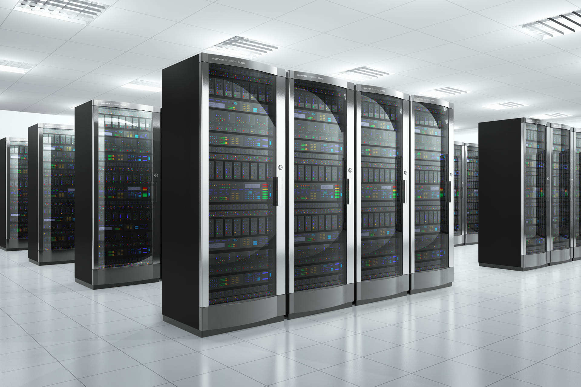 ciphers digital hosting Row of Servers in Server Room