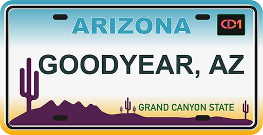 Location Plate for GoodYear, Arizona Goodyear Service Area Plate