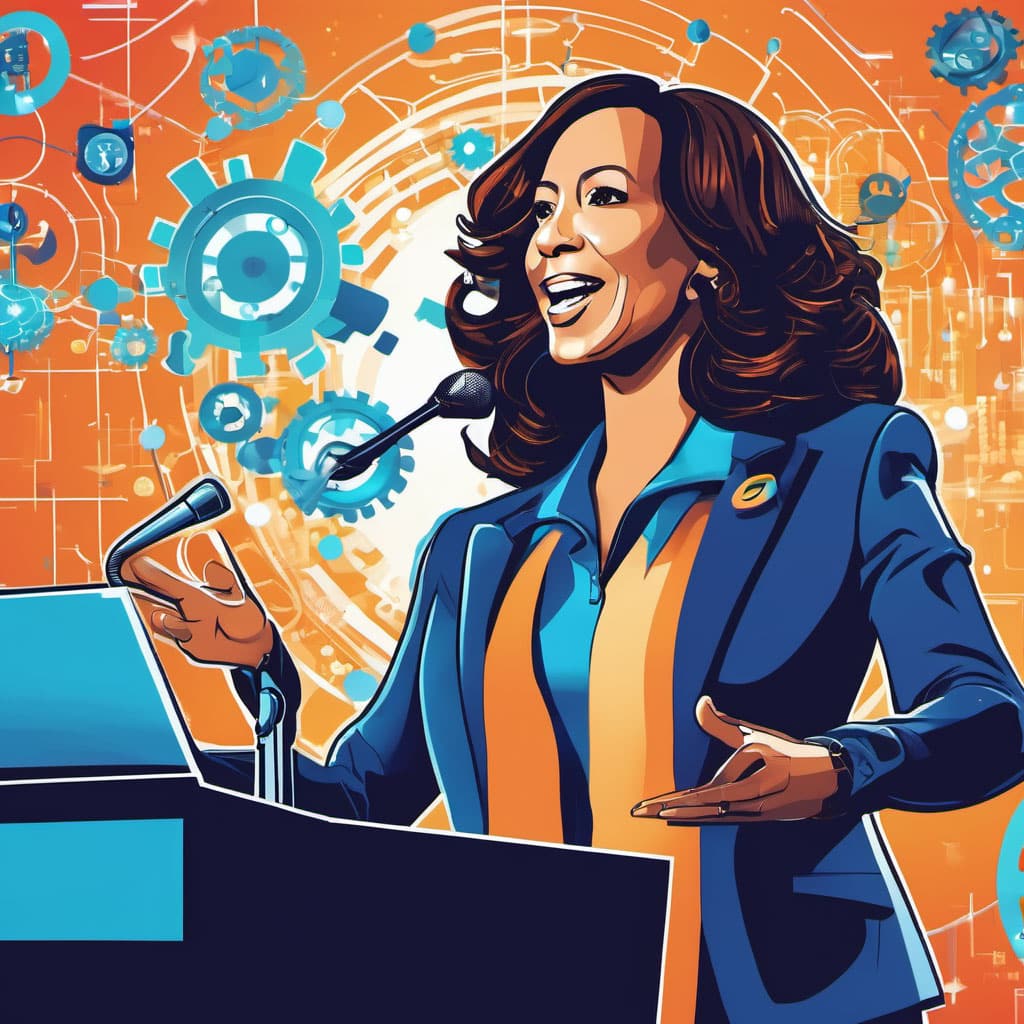 kamala harris AI AI Image of Vice President Kamala Harris speaking