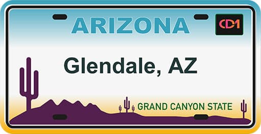 Retro car plate for Glendale, AZ.