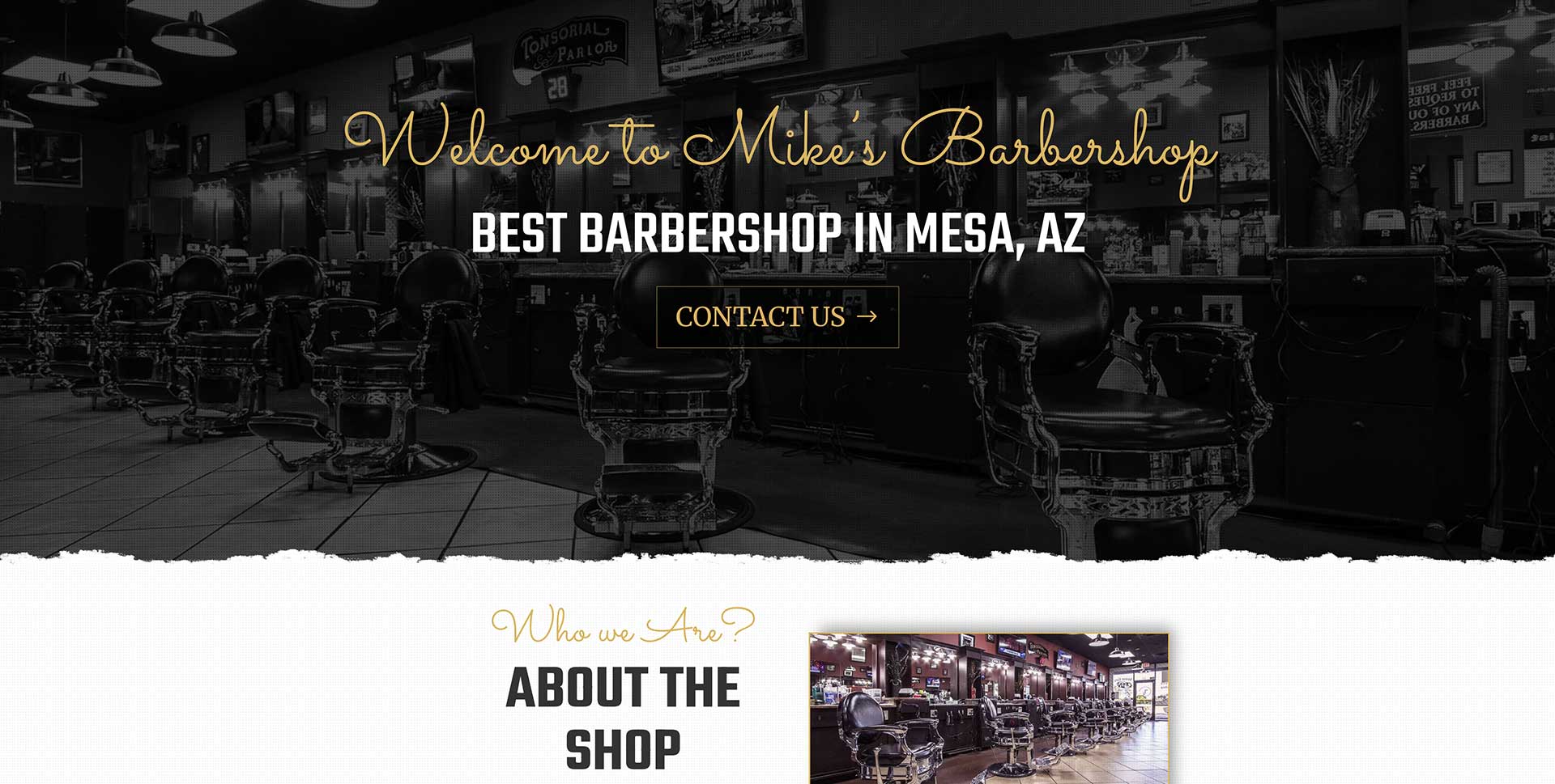 mike barbershops mesa website screenshot