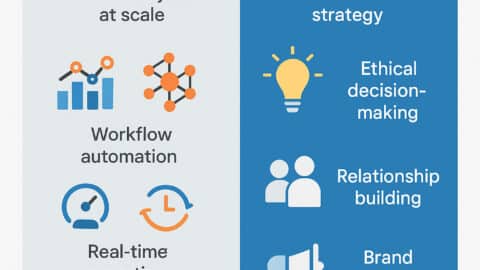 Illustration of AI and human collaboration in digital marketing
