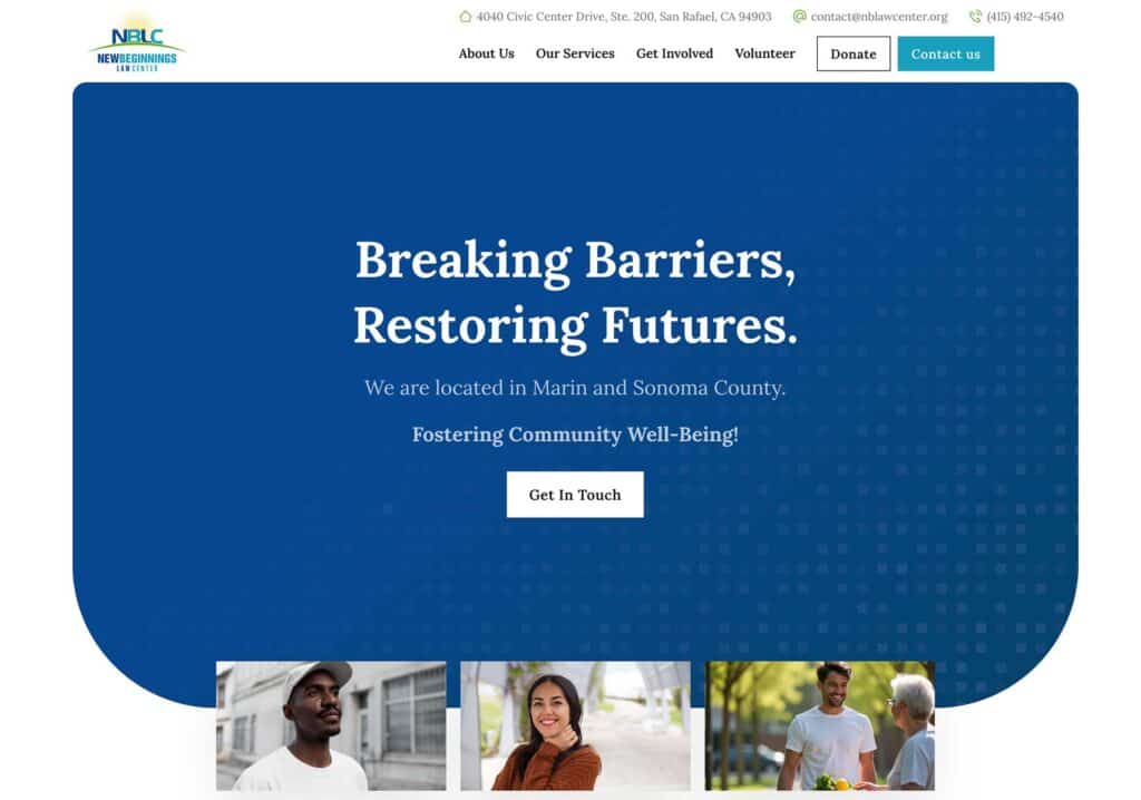 new beginnings law center california website redesign