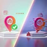 Illustration or a verified business pin vs a non-verified business pin